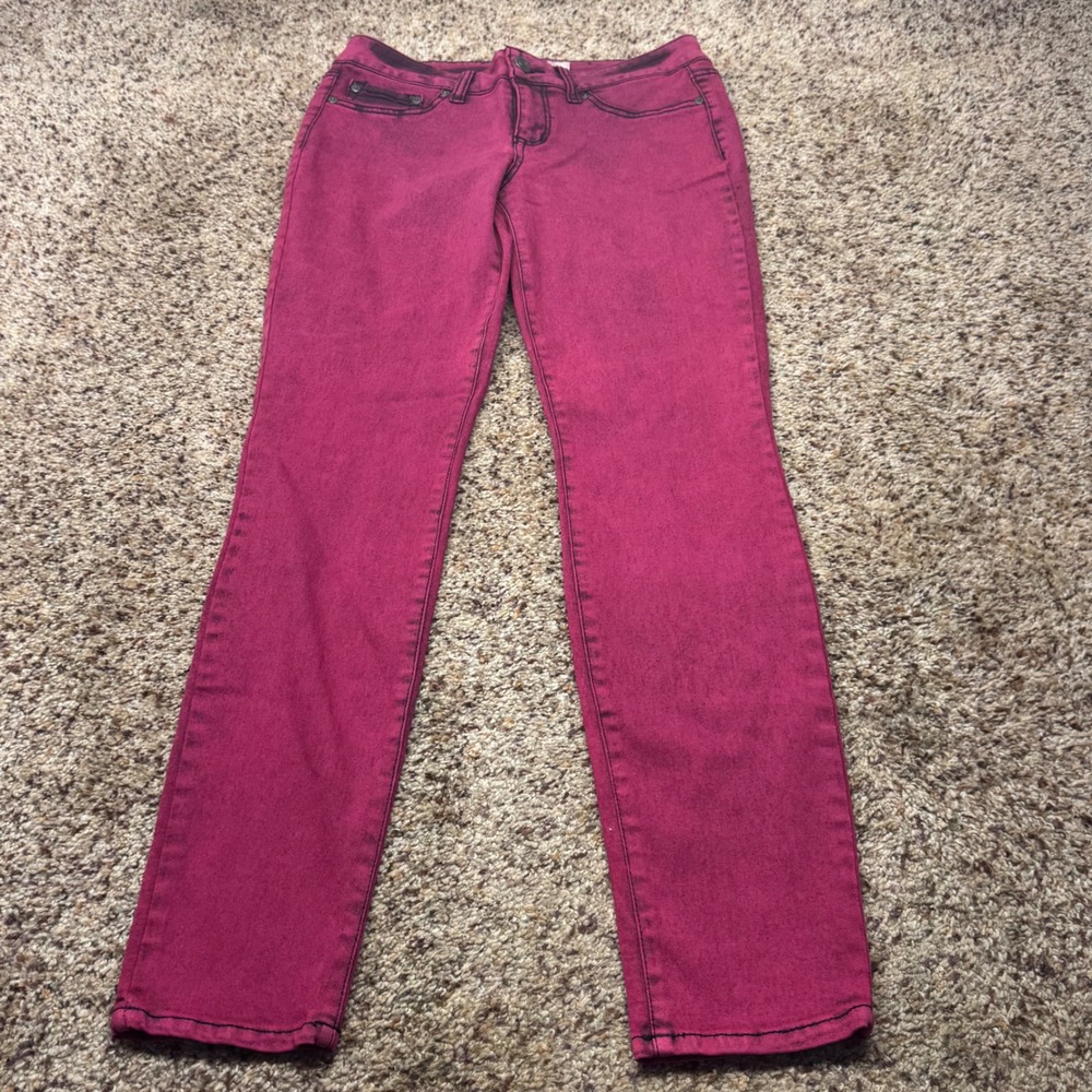 LEI Emma Jegging‎ Magenta Pink Acid Wash Skinny Jeans Womens Size 9 Regular